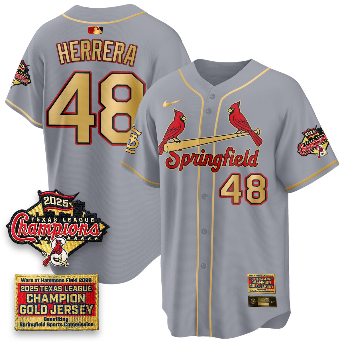 St. Louis Cardinals Springfield's Championship Gold Limited Jerseys - Stitched