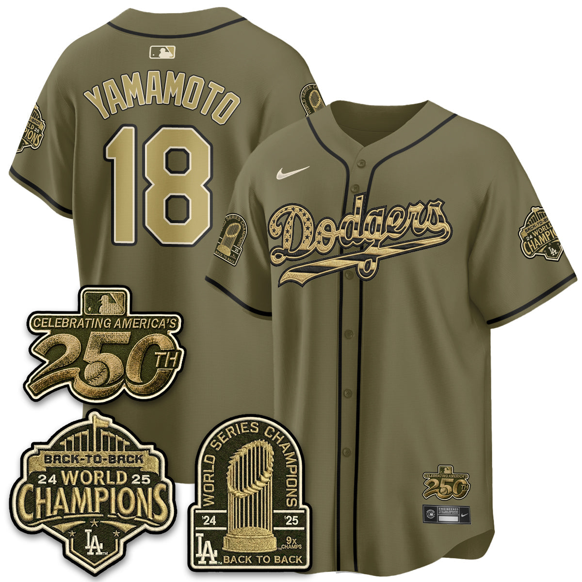 Los Angeles Dodgers New Era Olive 2026 Armed Forces Day Jersey -Stitched V2