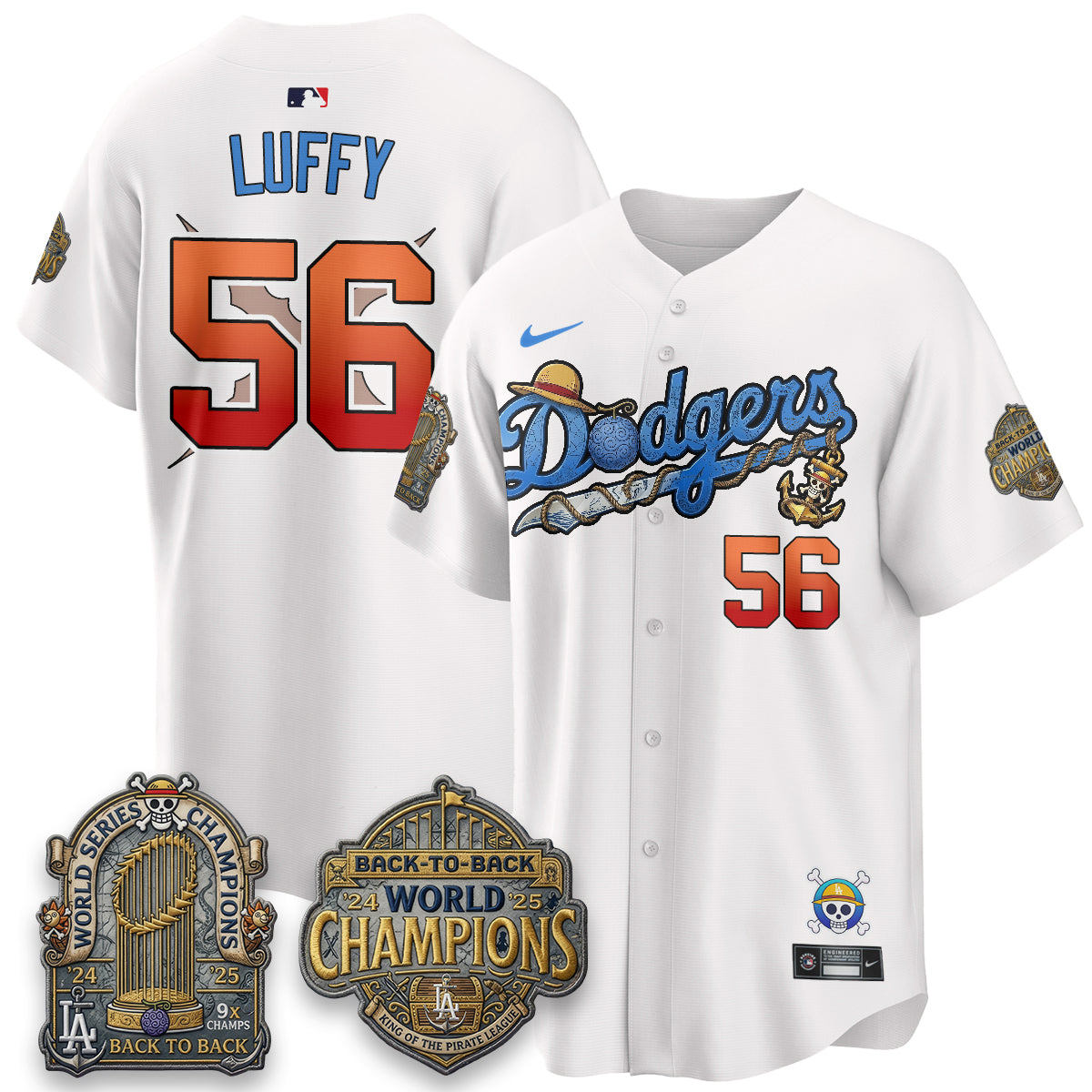 Los Angeles Dodgers x OP Japanese Cartoon Vapor Limited Jersey - Stitched-Cuztomshoes