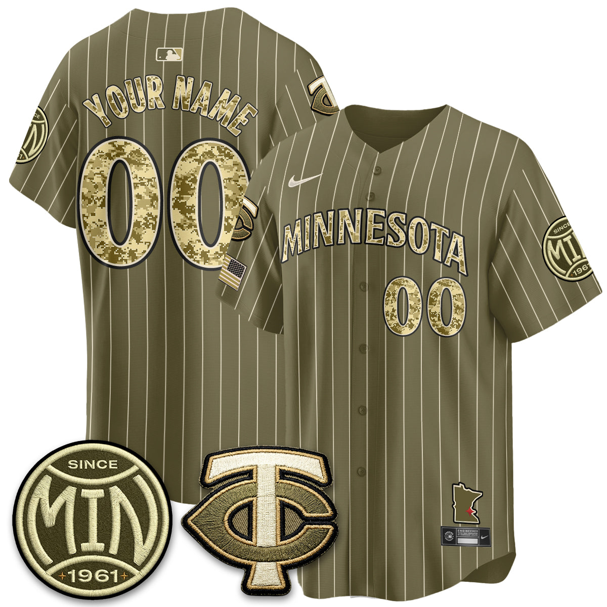 Minnesota Twins 2026 Armed Forces Day Custom Jersey  - Stitched