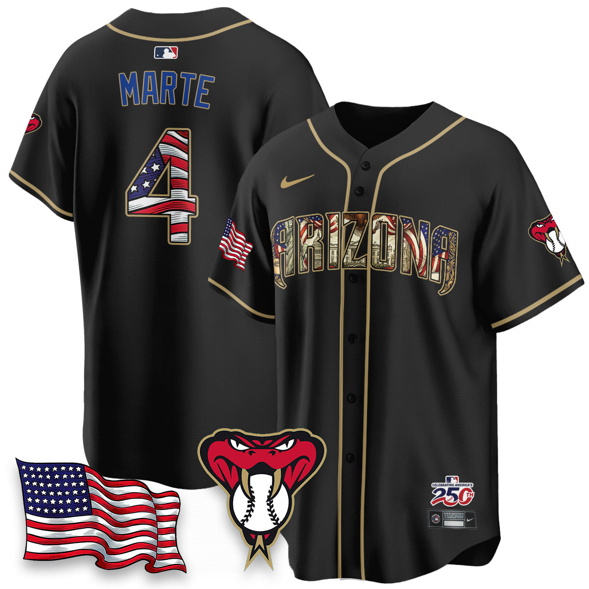 Arizona Diamonbacks 2026 Independence Day USA Vapor Limited Jersey - Stitched-Cuztomshoes