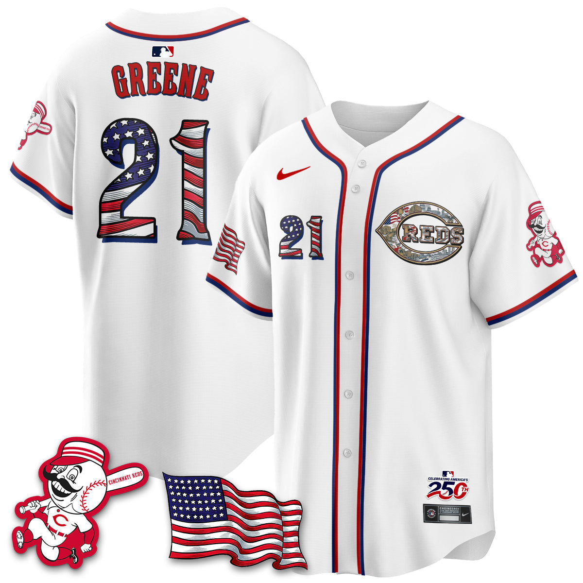 Cincinnati Reds 2026 Independence Day USA Vapor Limited Jersey - Stitched