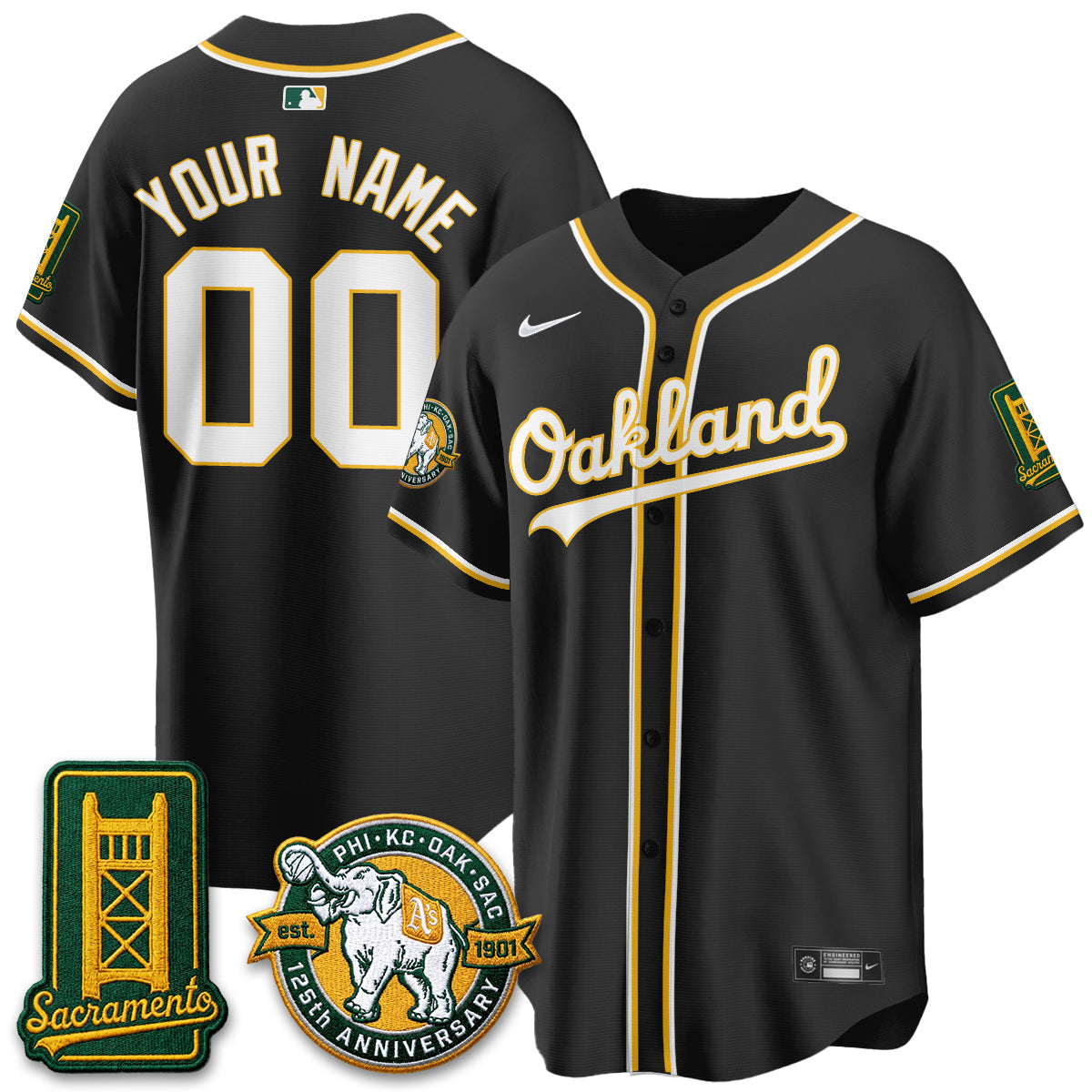 Athletics 2026 Black Out Style - Celebrating 125 Years - Limited Vapor Custom Jersey - Stitched-Cuztomshoes