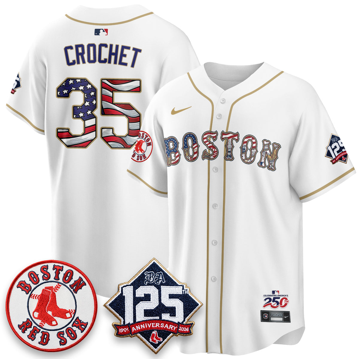 Boston Red Sox 2026 Independence Day USA Vapor Limited Jersey - Stitched-Cuztomshoes
