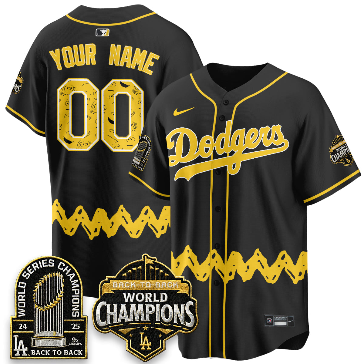Los Angeles Dodgers x P-nuts Style Vapor Custom Jersey - Stitched-Cuztomshoes