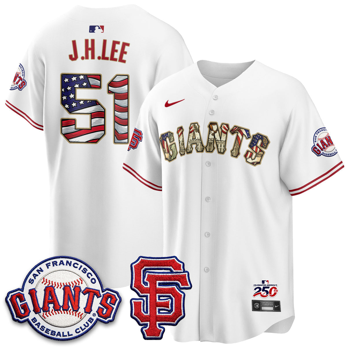 San Francisco Giants2026 Independence Day USA Jersey - Stitched