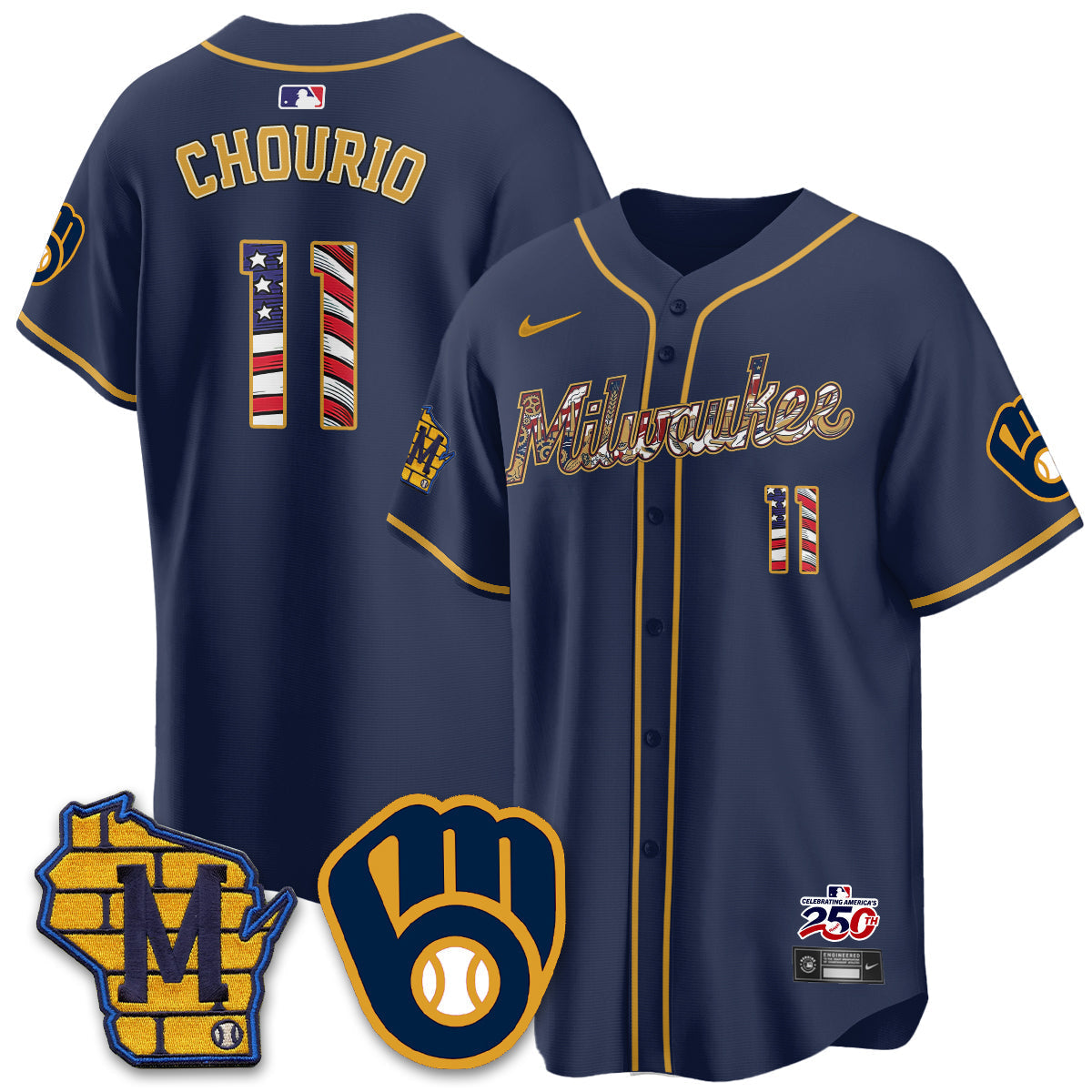 Milwaukee Brewers 2026 Independence Day USA Vapor Limited Jersey - Stitched-Cuztomshoes