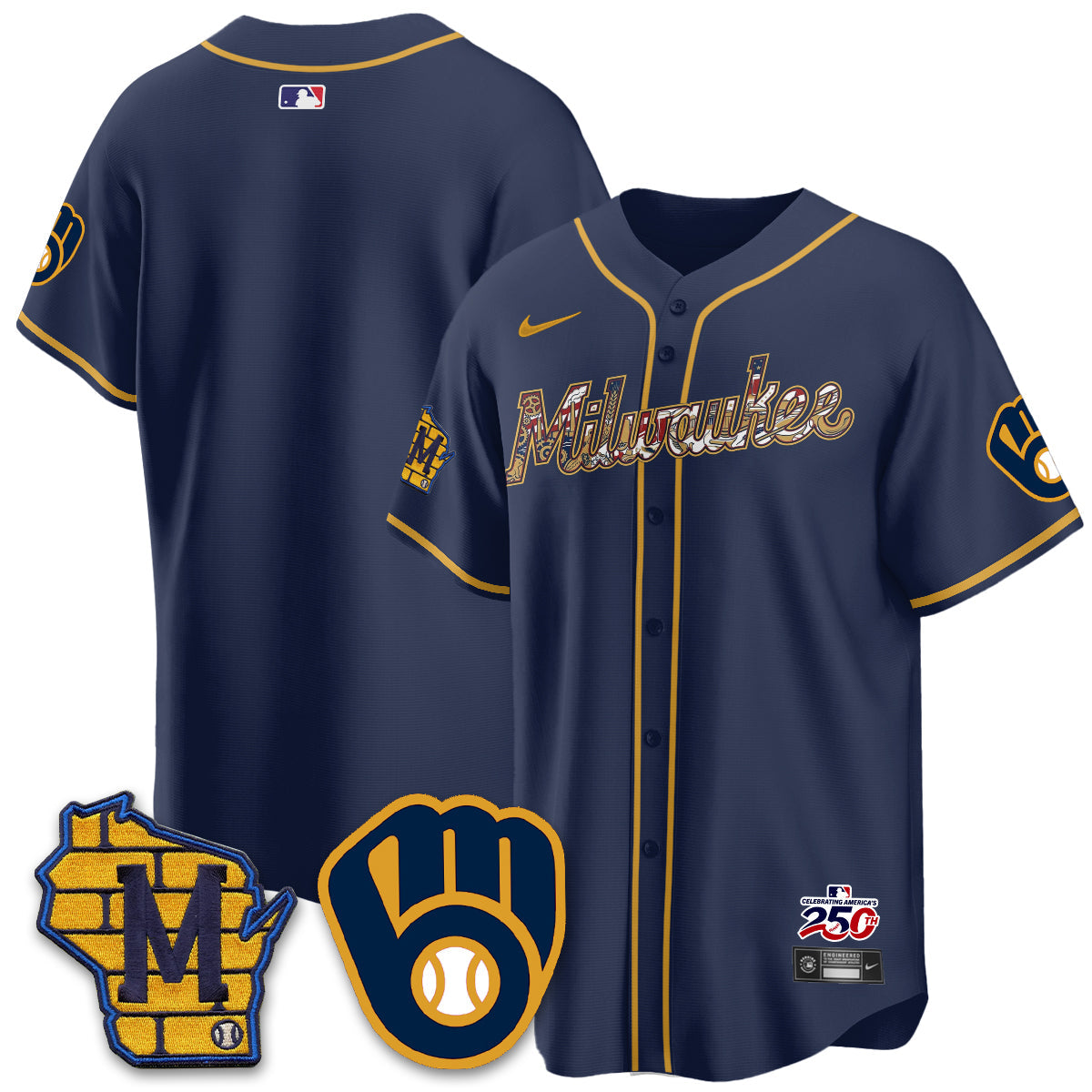 Milwaukee Brewers 2026 Independence Day USA Vapor Limited Jersey - Stitched-Cuztomshoes