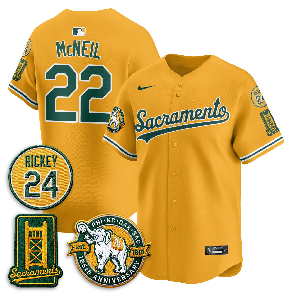 Athletics 2026 Alternate Sacramento - Celebrating 125 Years - Limited Vapor Jersey - Stitched-Cuztomshoes