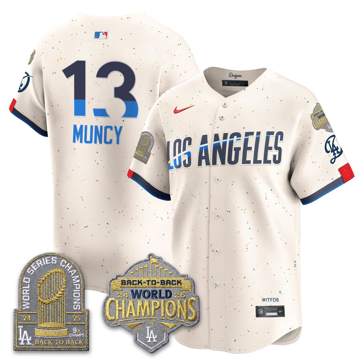 Los Angeles Dodgers Gold Collection Vapor Limited Jersey - 9x & B2B Champs - Stitched-Cuztomshoes