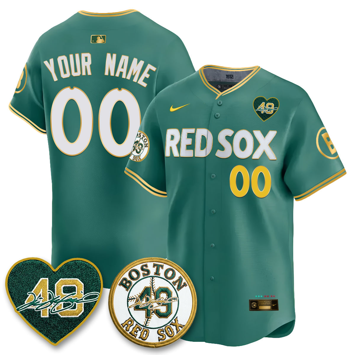 Boston Red Sox Tim Wakefield Memorial Patch Vaper Premier Limited Gold Edition Custom Jersey - Stitched