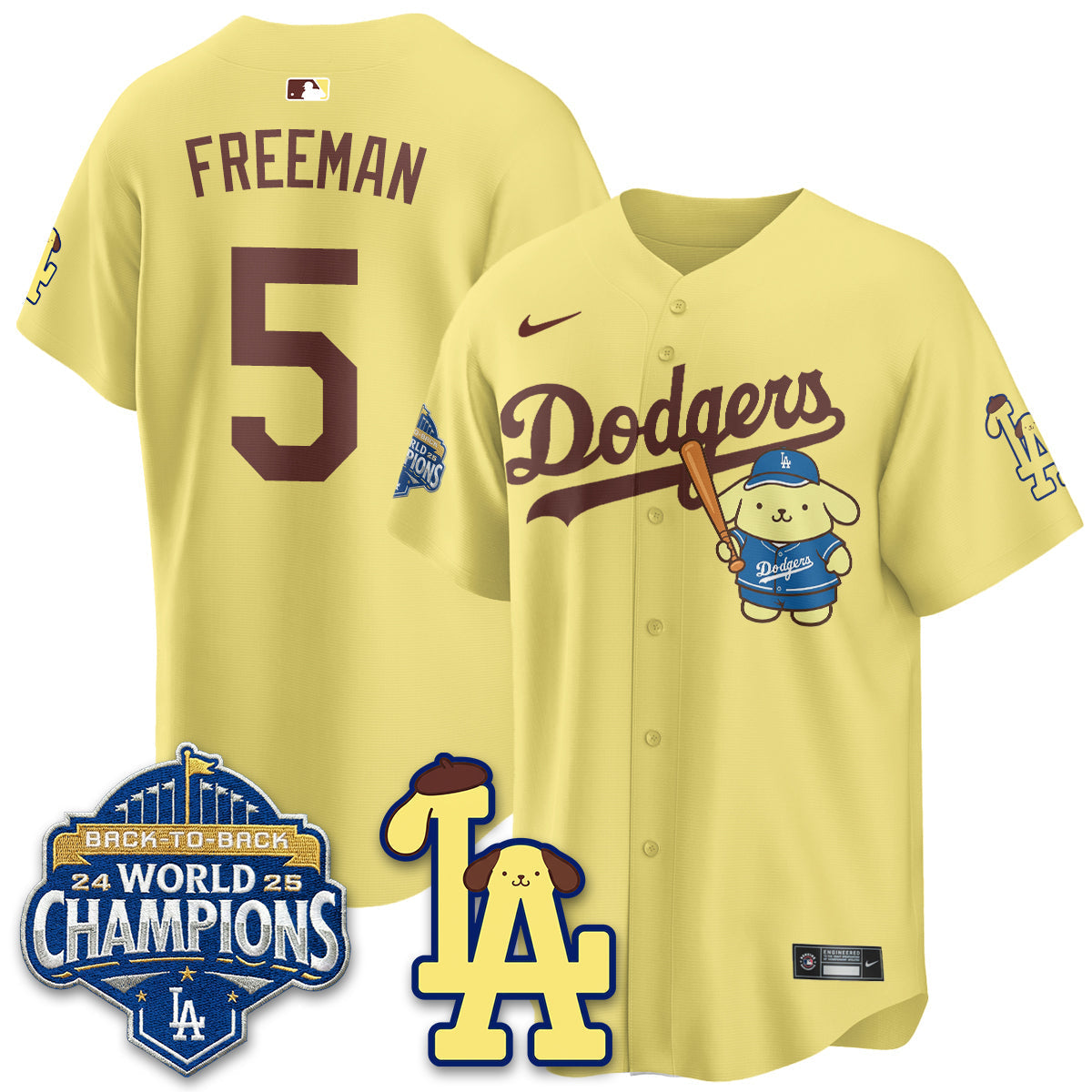 Los Angeles Dodgers Pompompurin Edition Vapor Jersey - Stitched