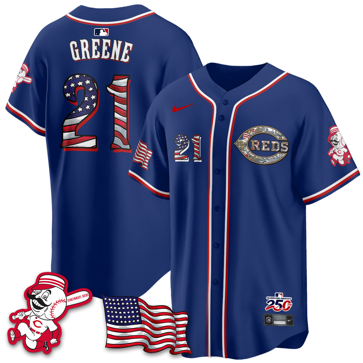 Cincinnati Reds 2026 Independence Day USA Vapor Limited Jersey - Stitched