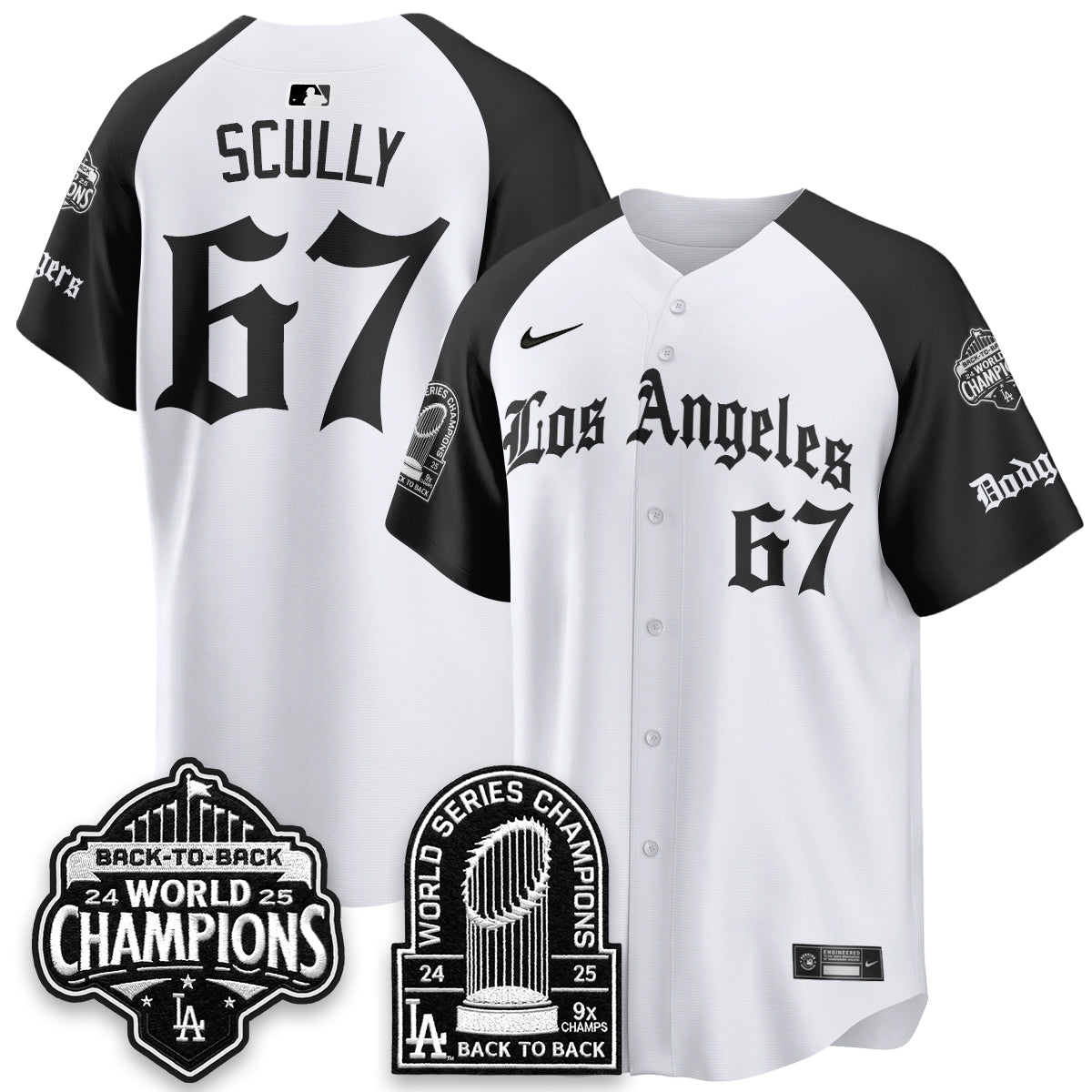 Los Angeles Dodgers WS Champions Back 2 Back Patch Vapor Premier Limited Gothic Edition Jersey - Stitched