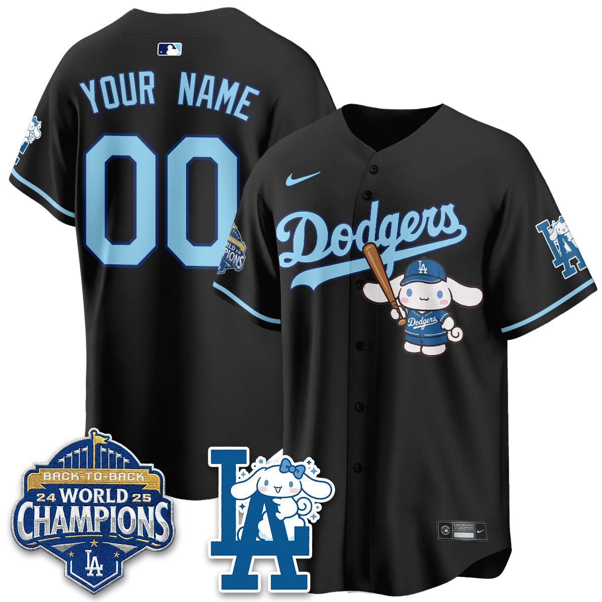 Los Angeles Dodgers Cinnamoroll Edition Vapor Custom Jersey - Stitched-Cuztomshoes