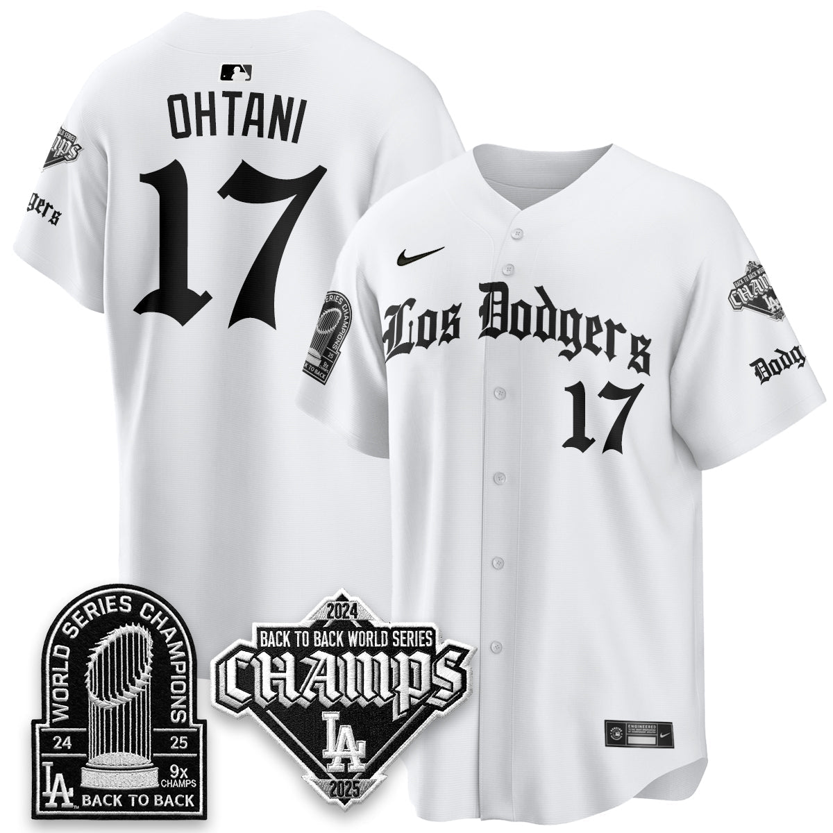 Los Angeles Dodgers World Series Champions B2B Patch Vapor Premier Limited Gothic Edition Jersey - Stitched-Cuztomshoes