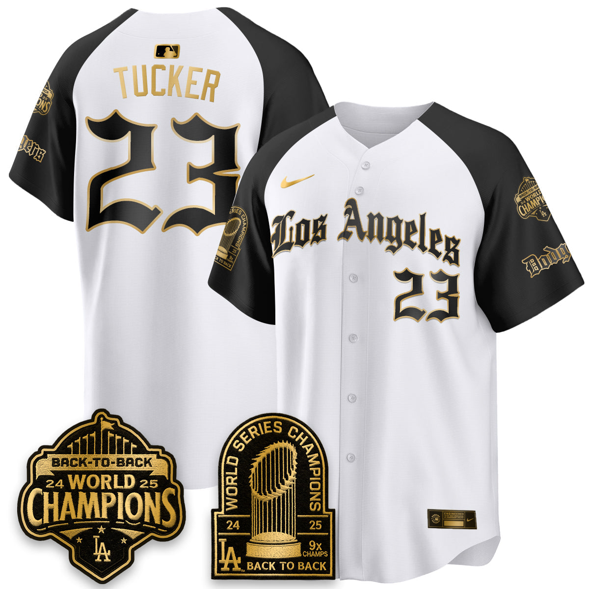 Los Angeles Dodgers WS Champions Back 2 Back Patch Vapor Premier Limited Gothic Edition Jersey - Stitched