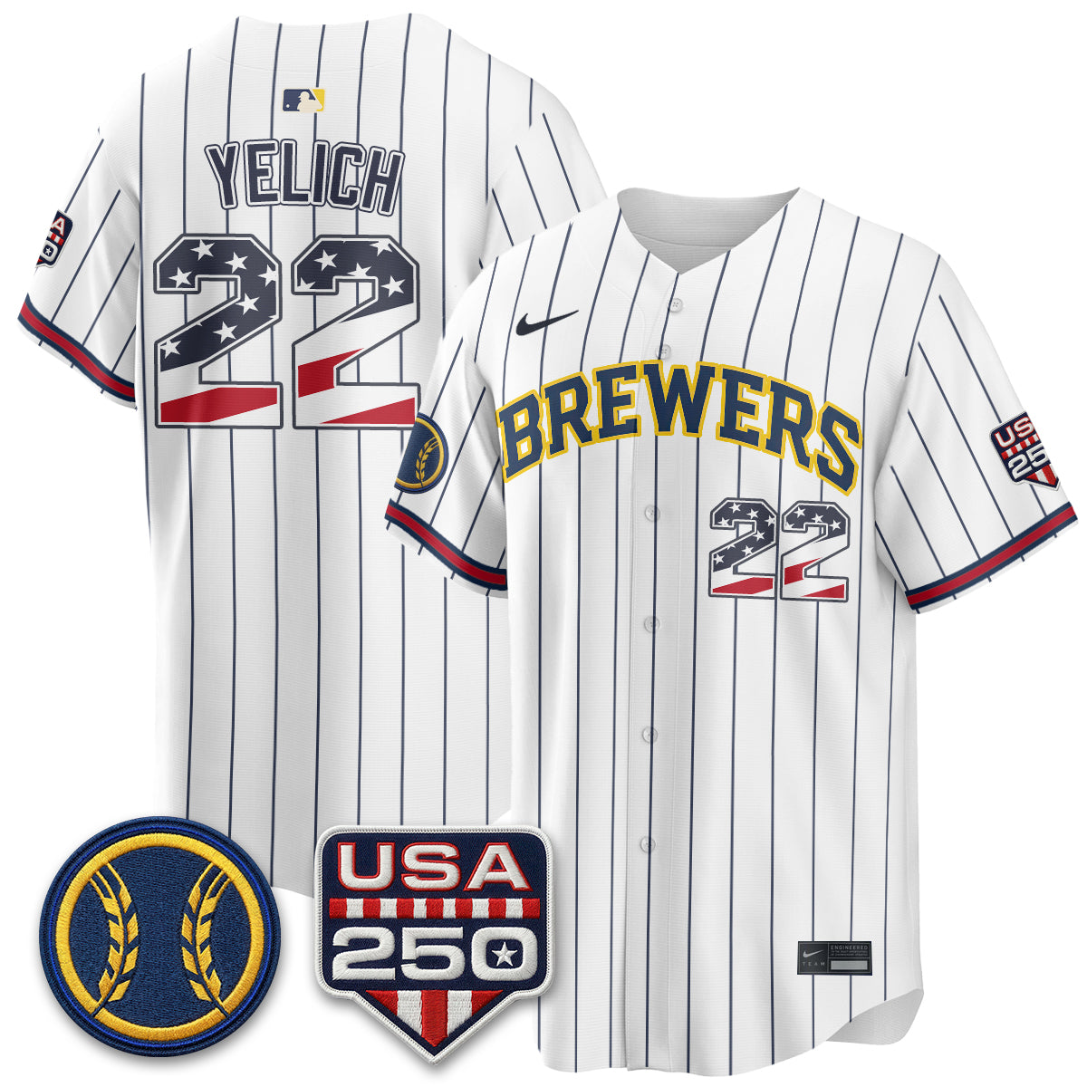 Milwaukee Brewers Fourth of July Vapor Limited Jersey - Stitched-Cuztomshoes