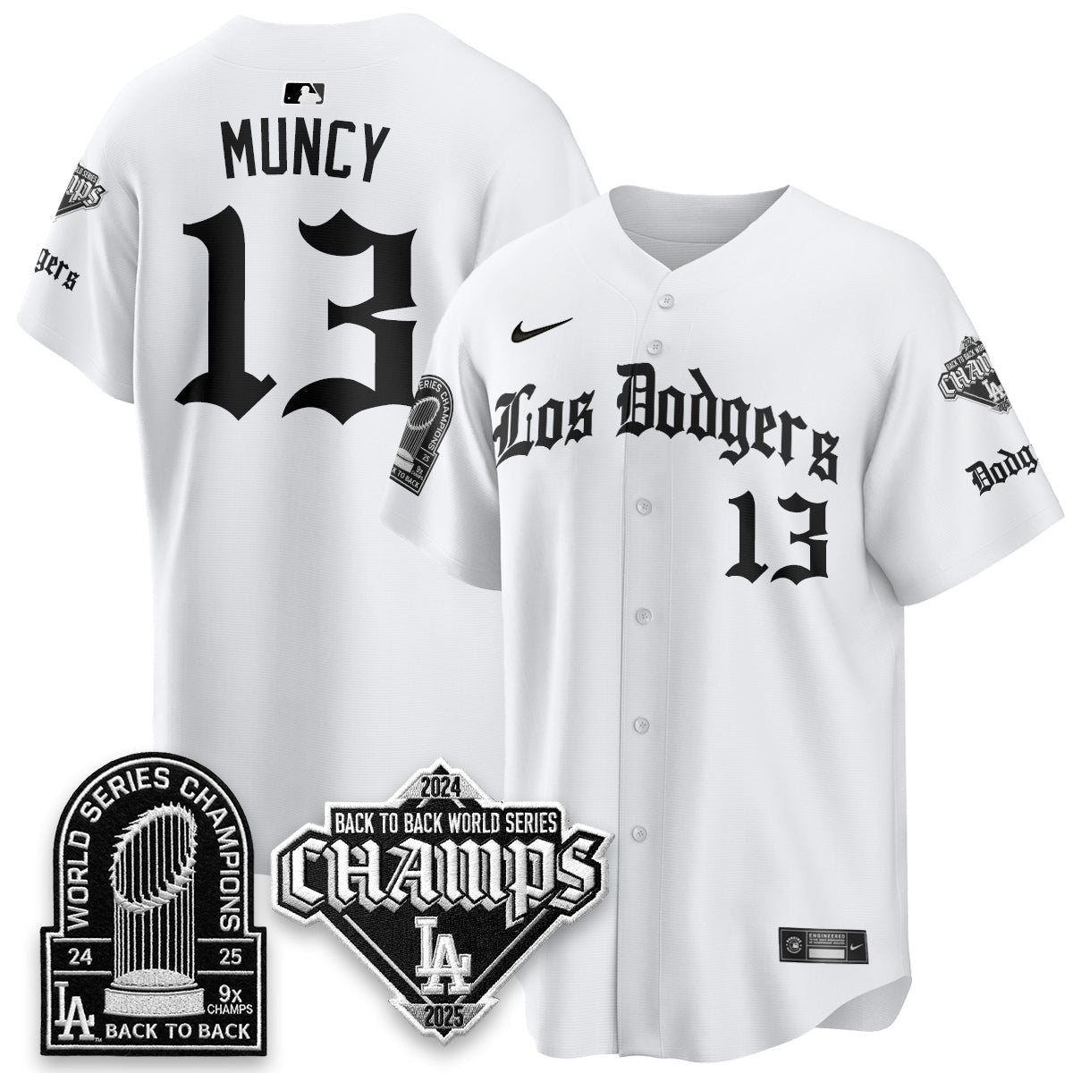 Los Angeles Dodgers World Series Champions B2B Patch Vapor Premier Limited Gothic Edition Jersey - Stitched-Cuztomshoes