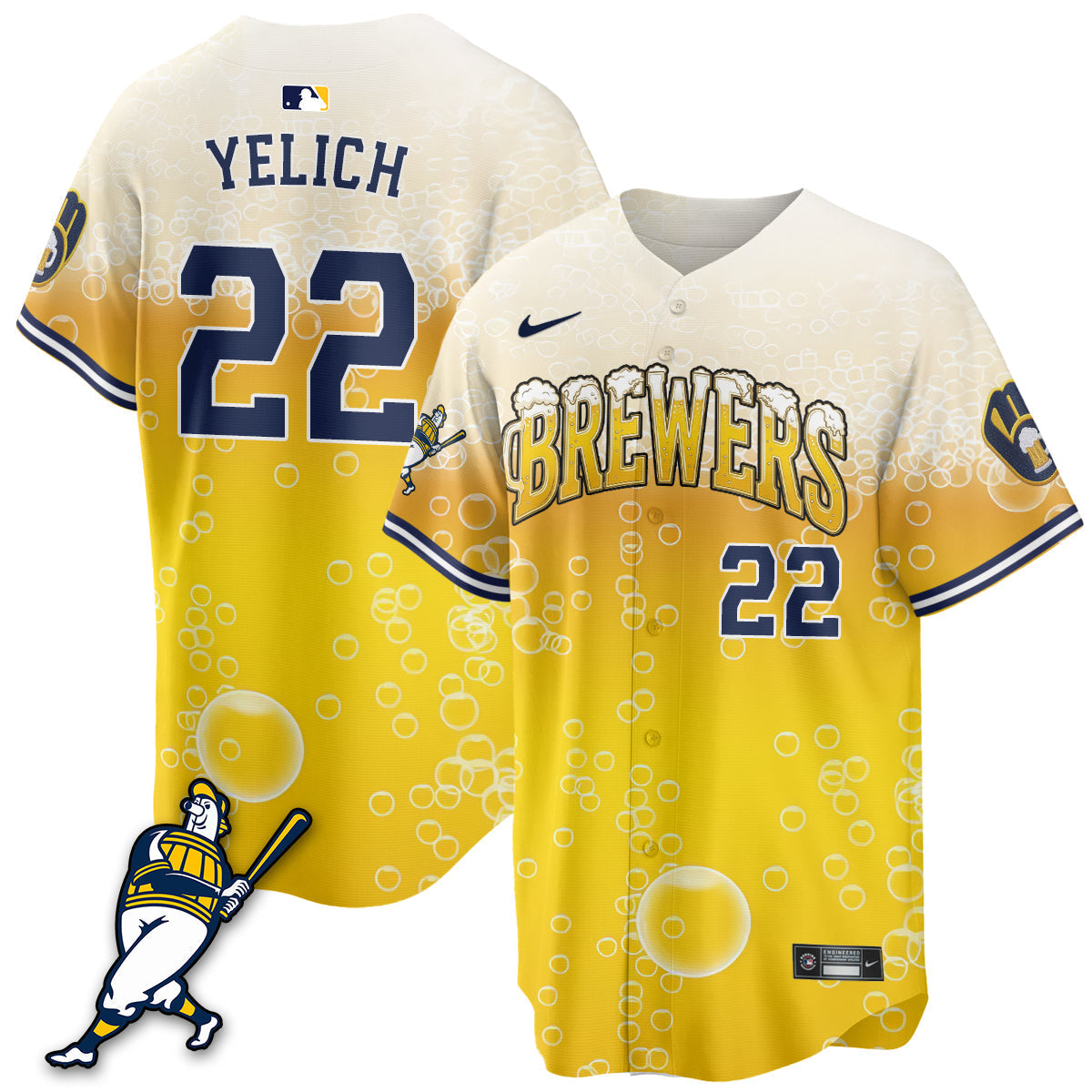 Milwaukee Brewers "Pitcher & Pint" Edition Vapor Limited Jersey - Stitched-Cuztomshoes