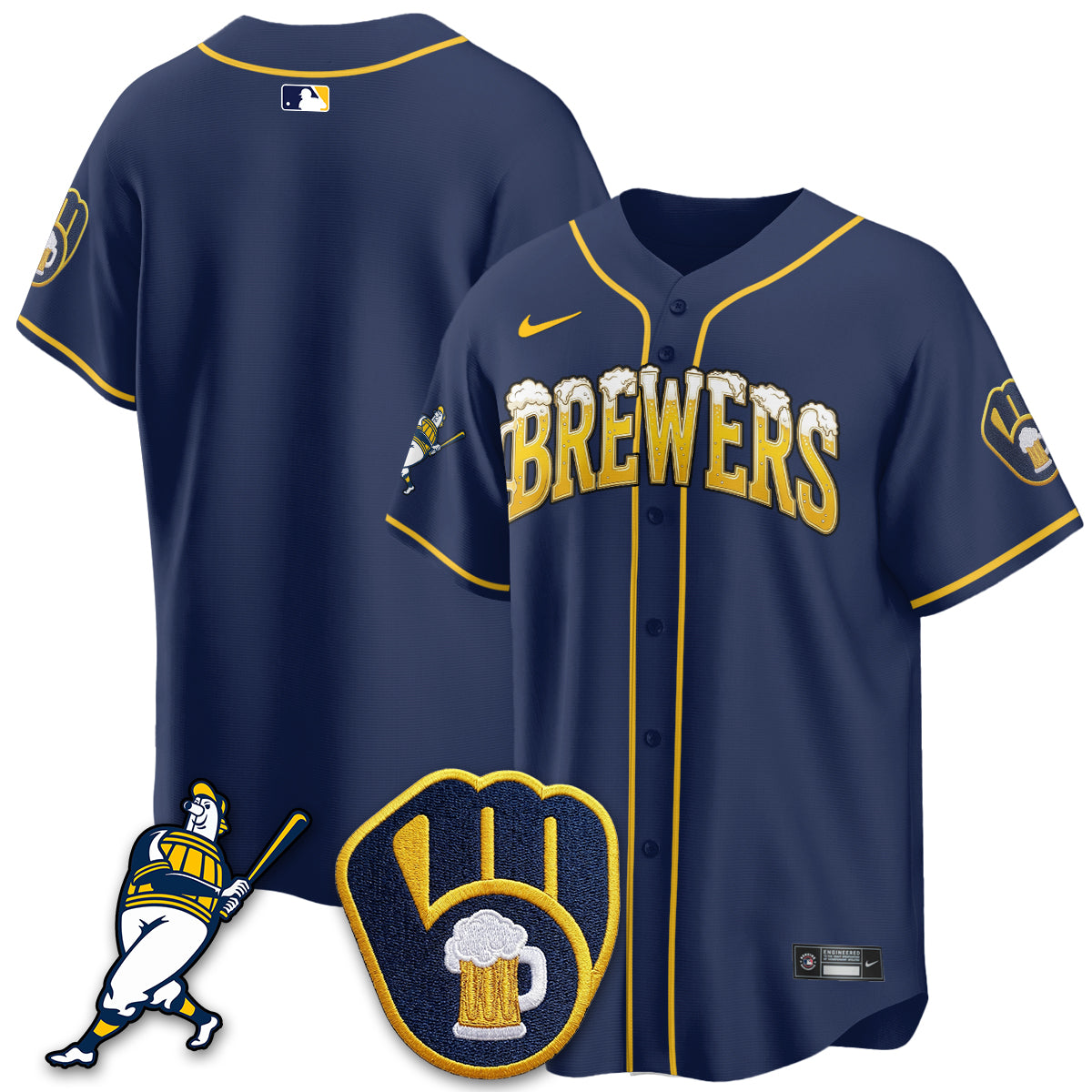 Milwaukee Brewers "Pitcher & Pint" Edition Vapor Limited Jersey - Stitched-Cuztomshoes