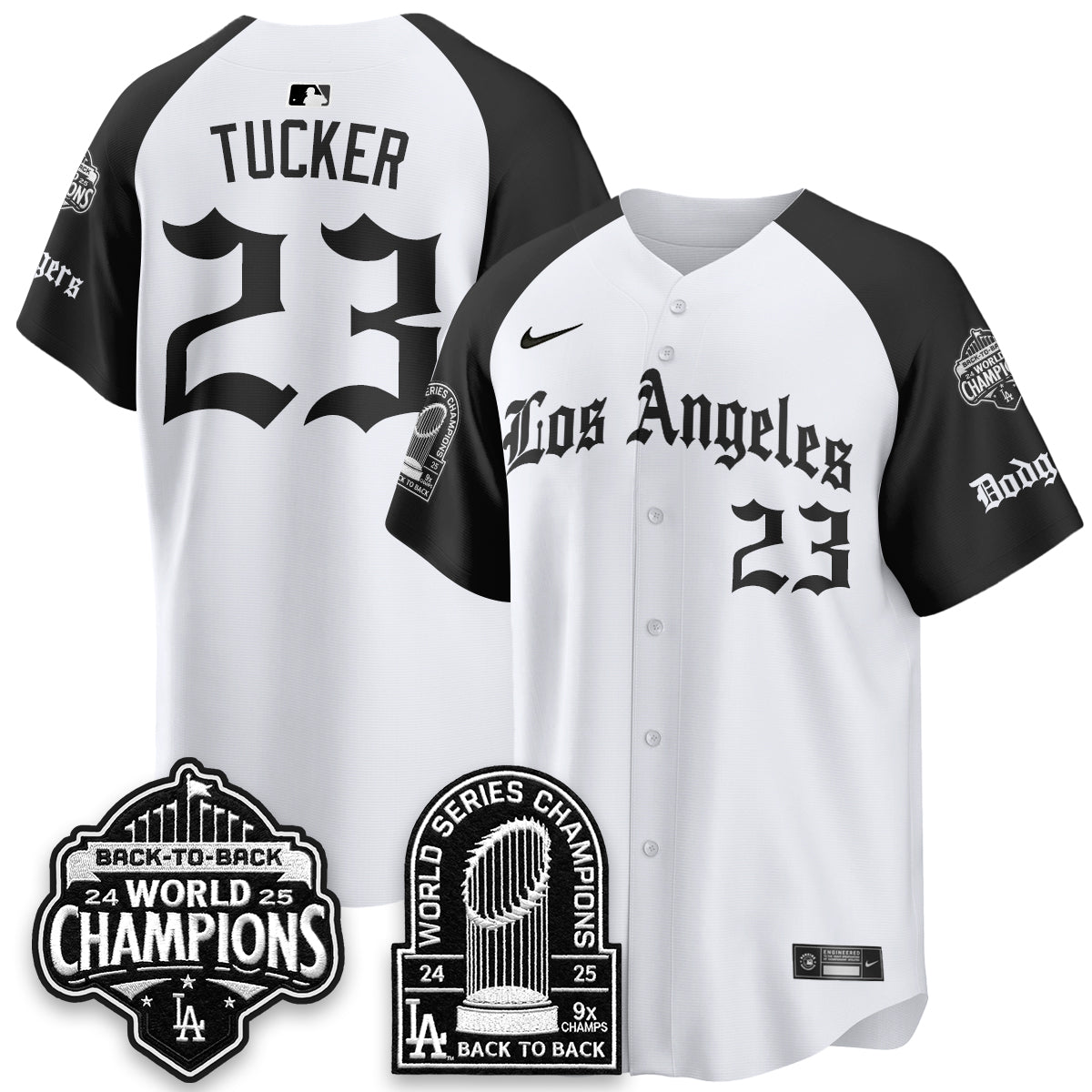 Los Angeles Dodgers WS Champions Back 2 Back Patch Vapor Premier Limited Gothic Edition Jersey - Stitched
