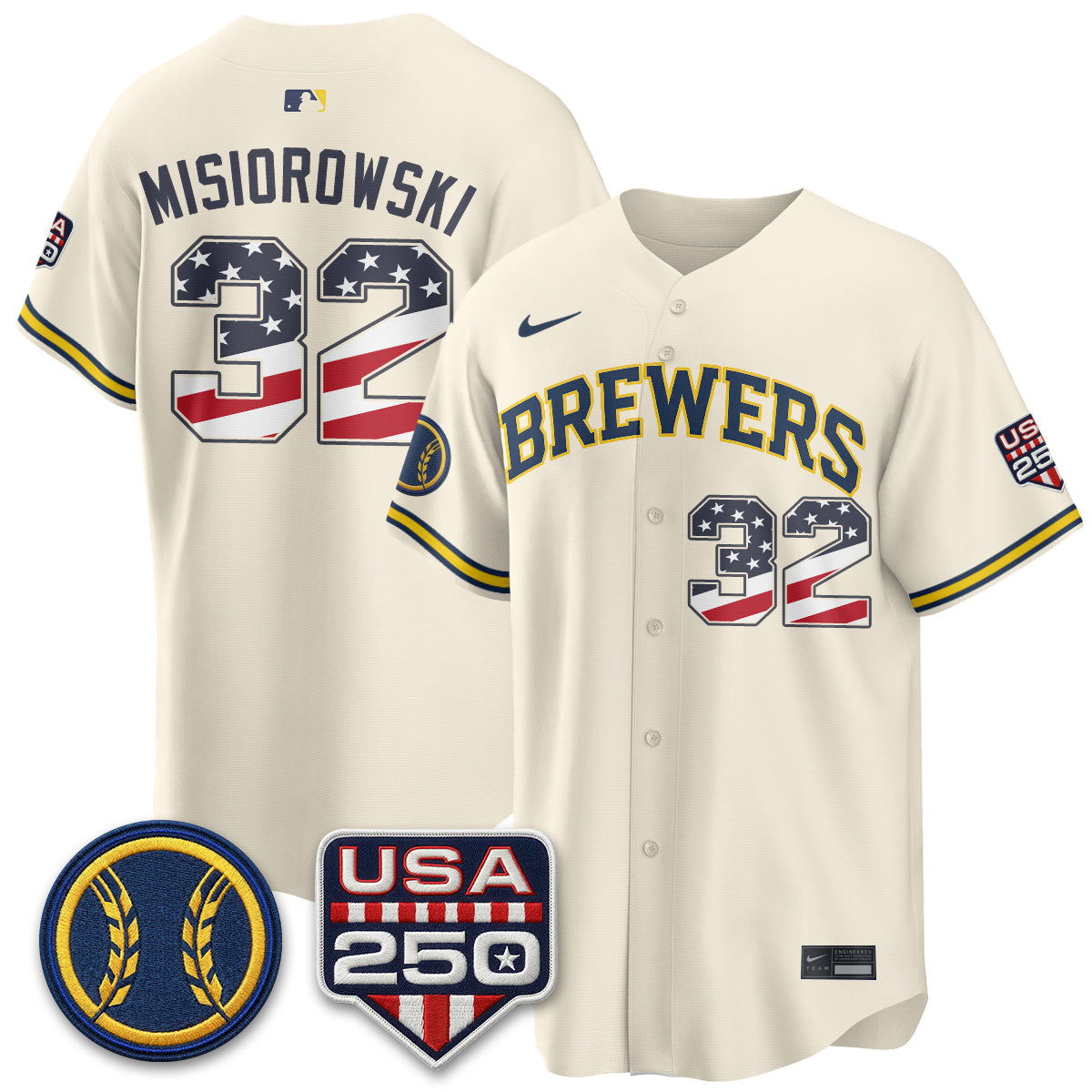 Milwaukee Brewers Fourth of July Vapor Limited Jersey - Stitched-Cuztomshoes