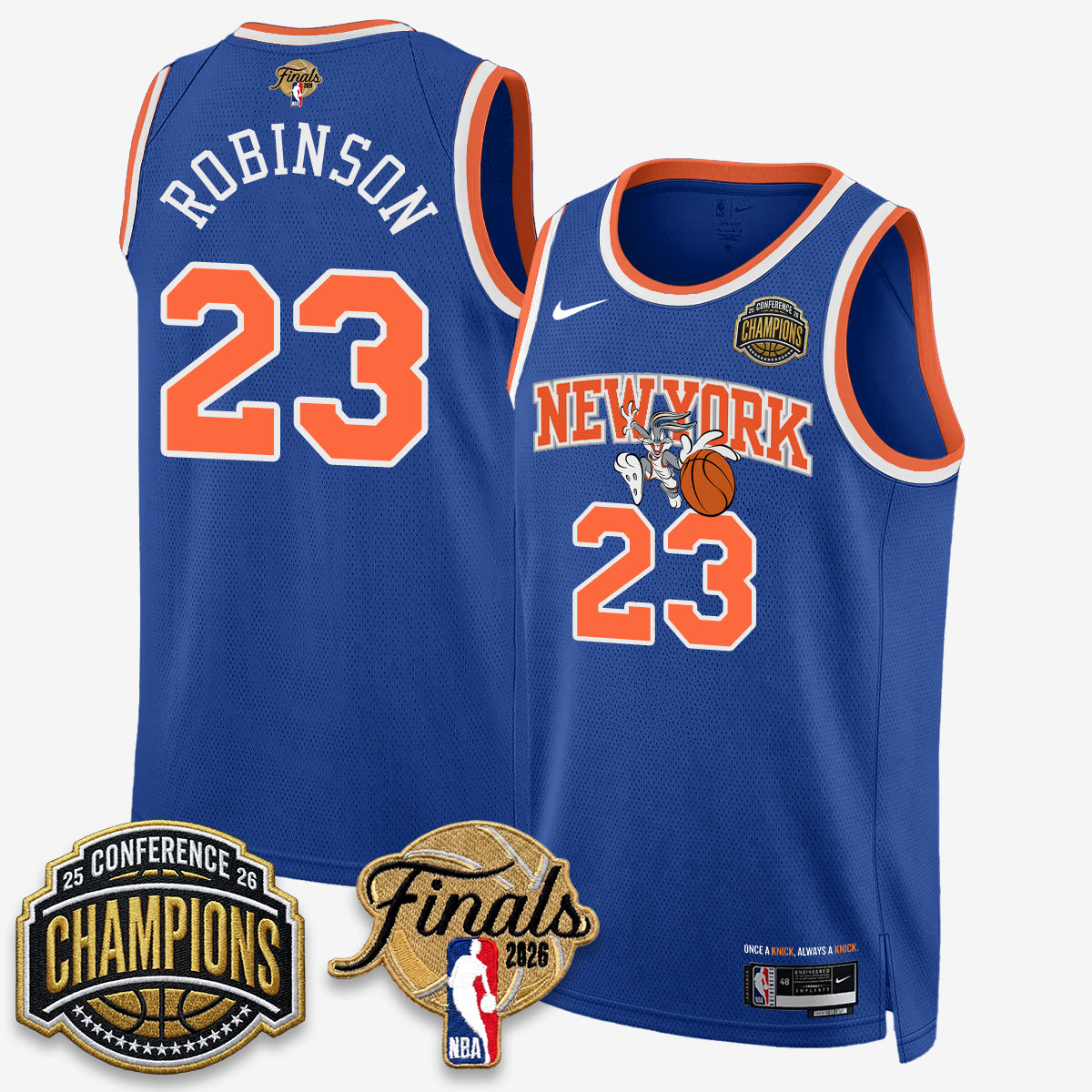 New York Knicks 2026 Basketball Eastern Conference Champions x Looney Tunes Vapor Jersey V2- Stitched-Cuztomshoes