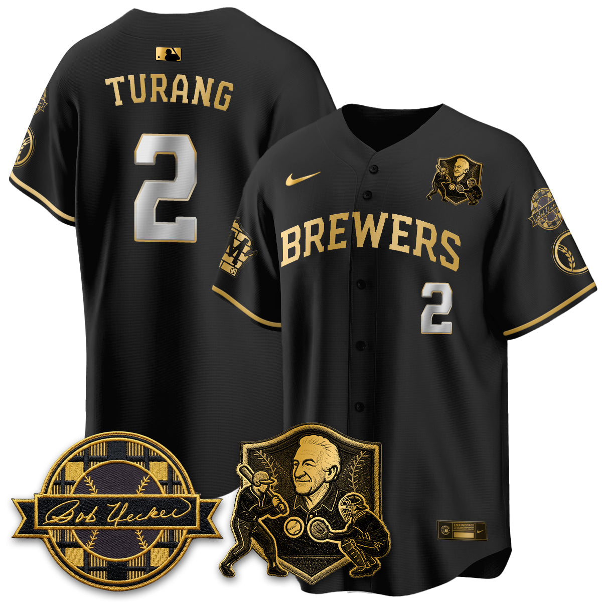 Milwaukee Brewers Bob Uecker - 54 Seasons for Brewers' Vapor Limited Gold Jersey - Stitched