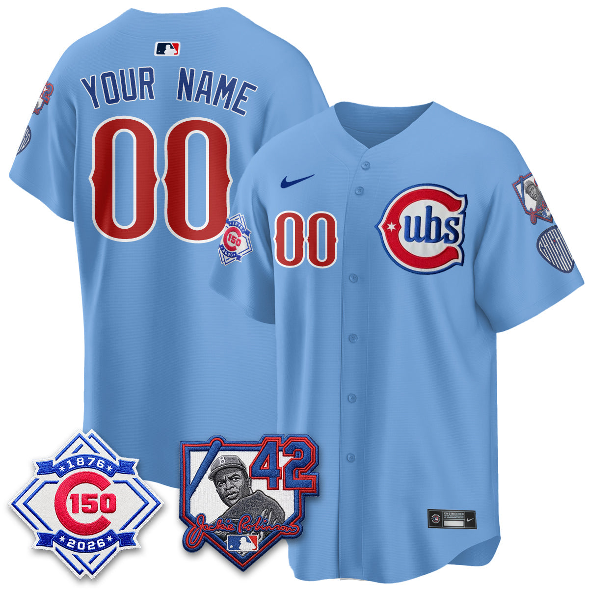 Chicago Cubs 150th Anniversary & Jackie Robinson Day Patch Vapor Premier Limited Custom Jersey - Stitched-Cuztomshoes