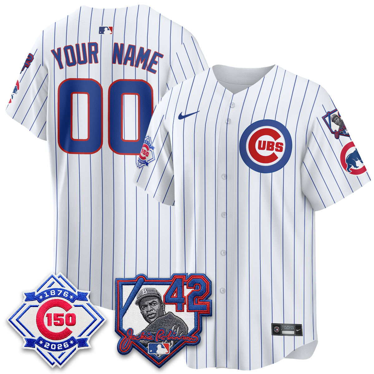 Chicago Cubs 150th Anniversary & Jackie Robinson Day Patch Vapor Premier Limited Custom Jersey - Stitched-Cuztomshoes