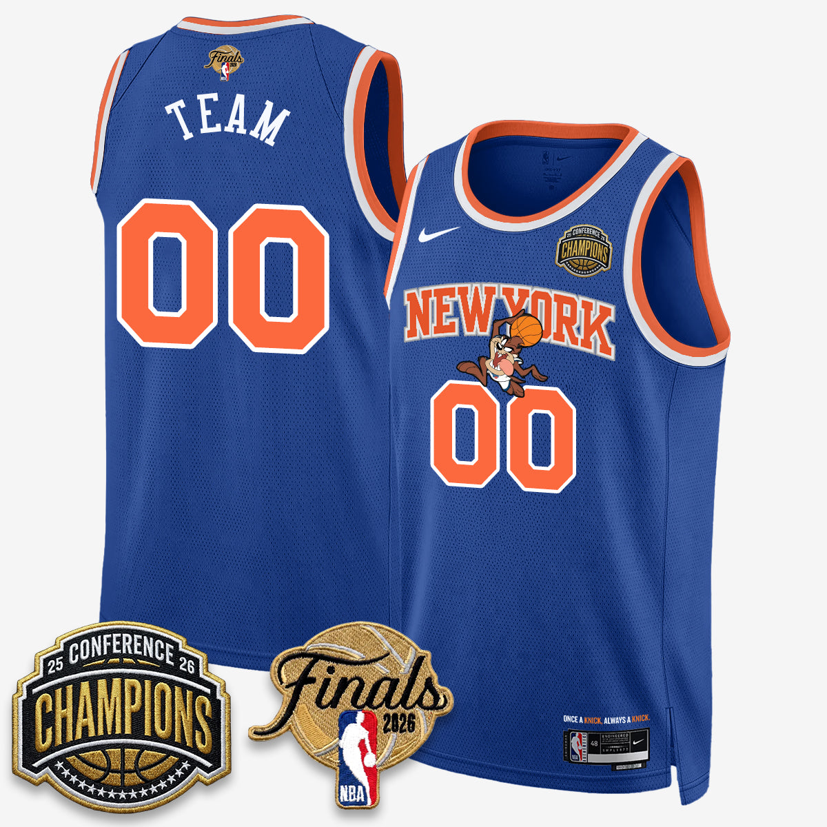 New York Knicks 2026 Basketball Eastern Conference Champions x Looney Tunes Vapor Jersey V2- Stitched-Cuztomshoes