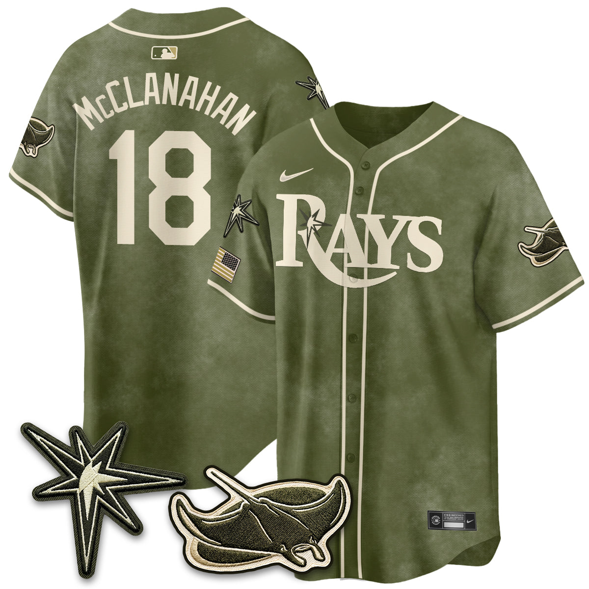 Tampa Bay Rays New Era Olive 2026 Armed Forces Day Jersey - Stitched