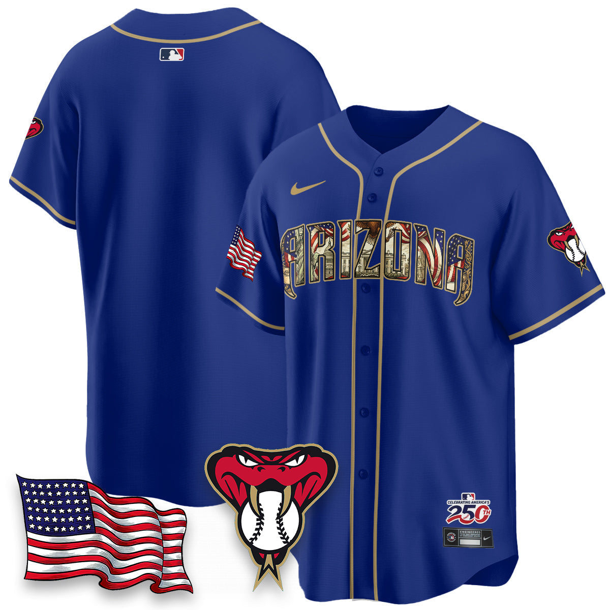 Arizona Diamonbacks 2026 Independence Day USA Vapor Limited Jersey - Stitched-Cuztomshoes