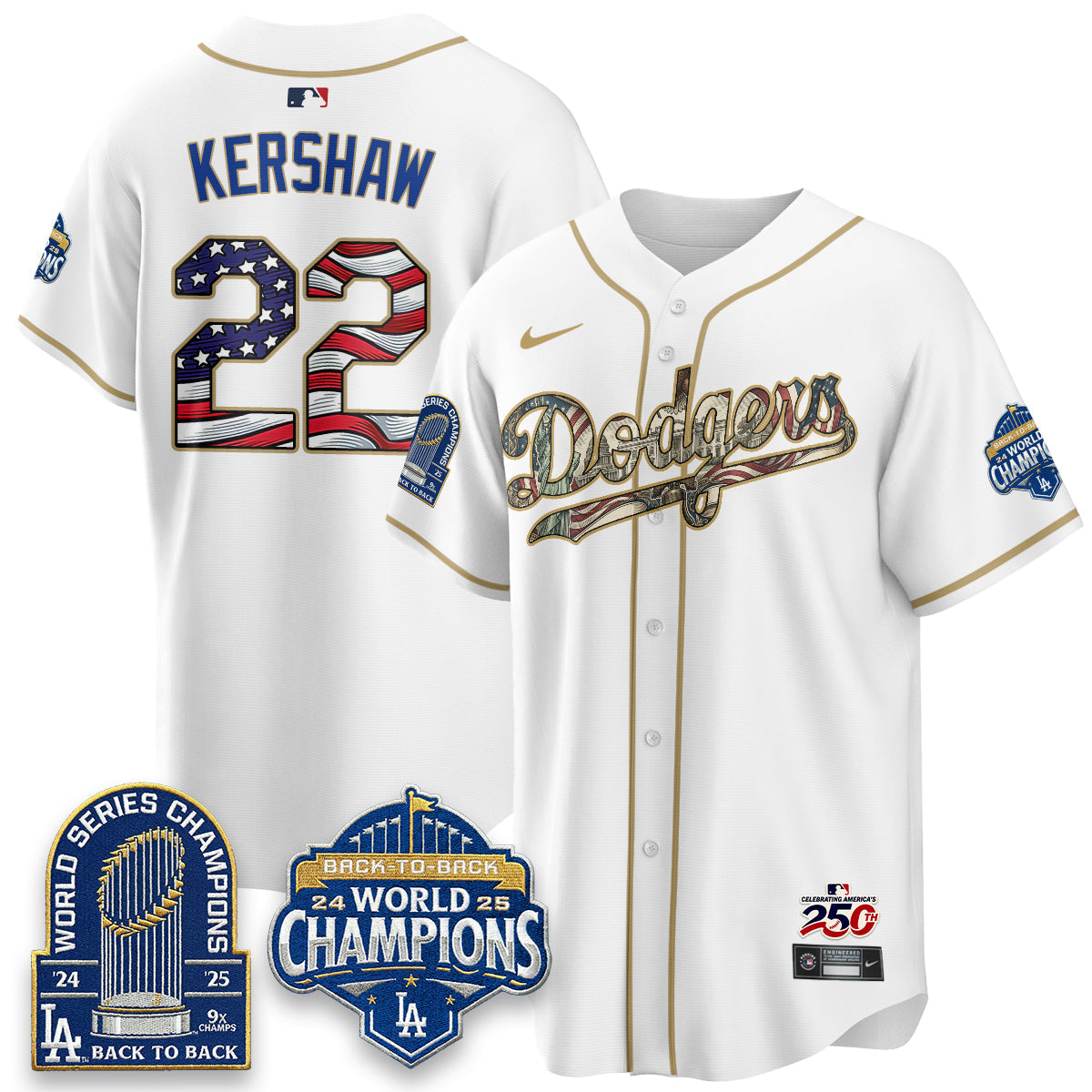 Los Angeles Dodgers 2026 Independence Day USA Vapor Limited Jersey - Stitched-Cuztomshoes