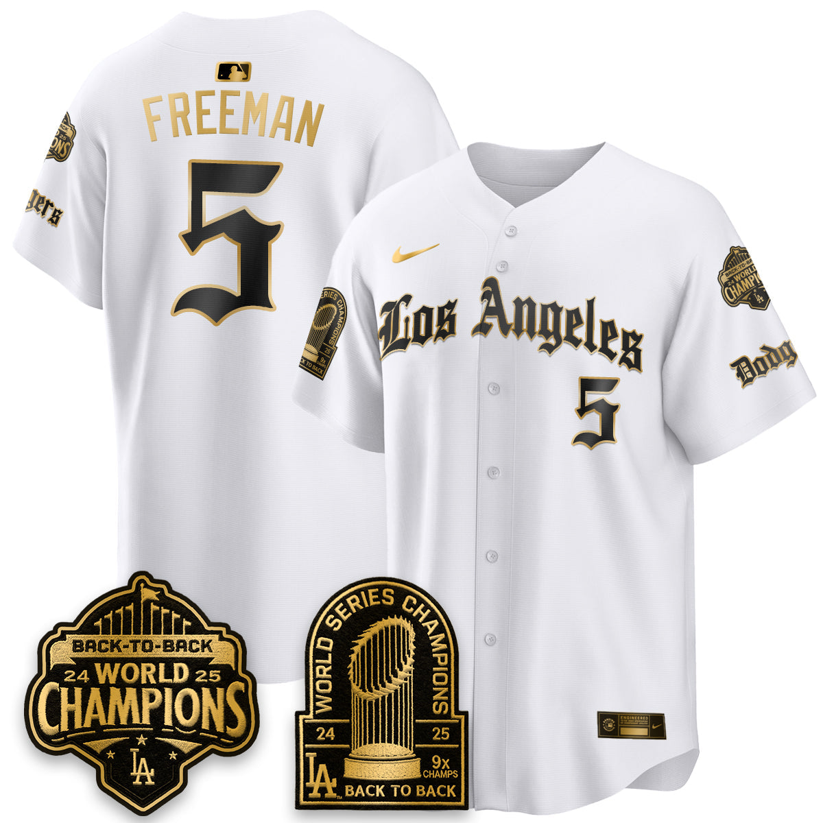 Los Angeles Dodgers WS Champions Back 2 Back Patch Vapor Premier Limited Gothic Edition Jersey - Stitched