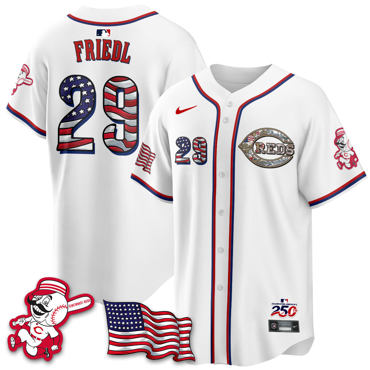 Cincinnati Reds 2026 Independence Day USA Vapor Limited Jersey - Stitched