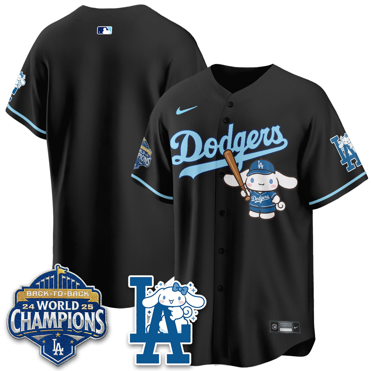 Los Angeles Dodgers Cinnamoroll Edition Vapor Jersey - Stitched-Cuztomshoes