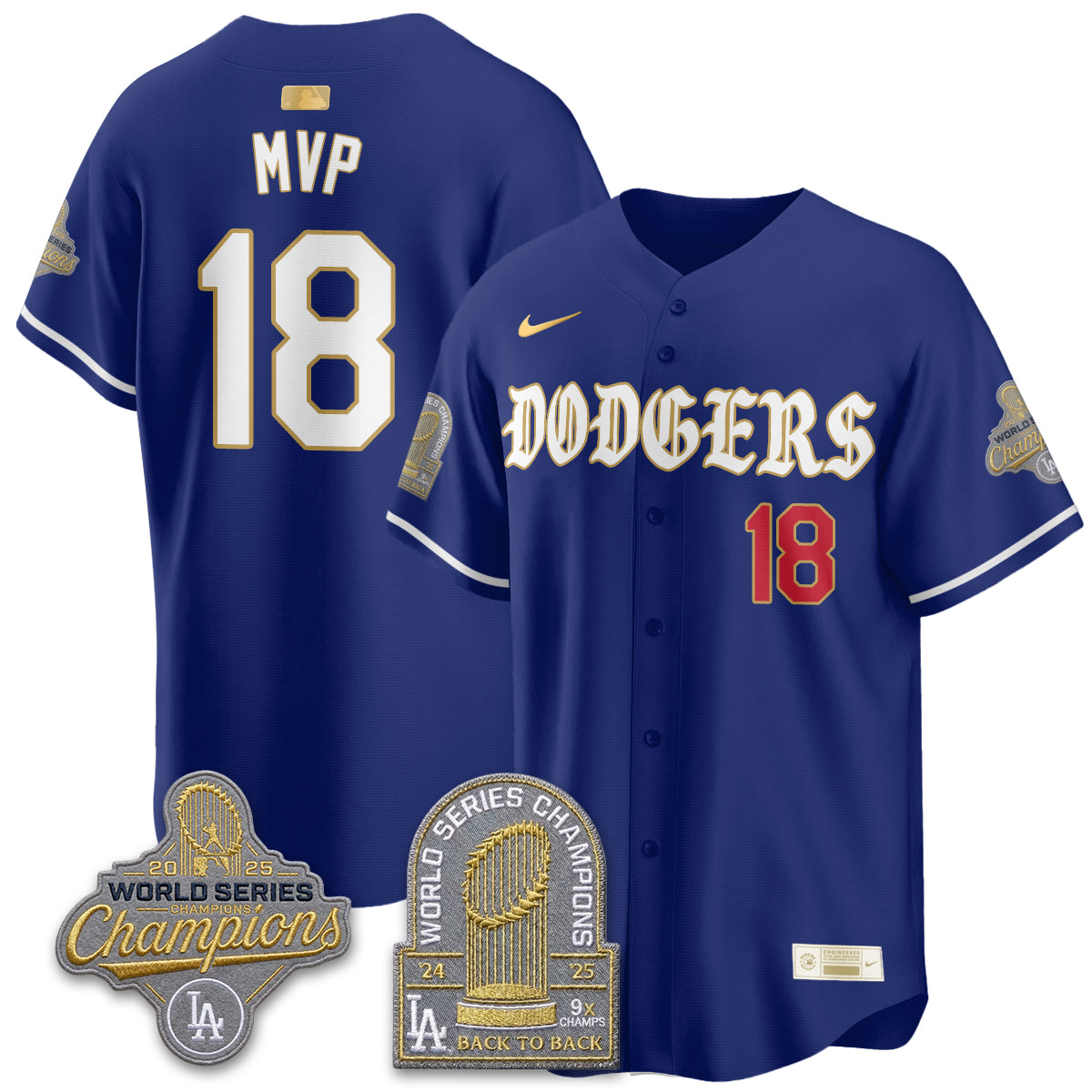 Los Angeles Dodgers Vapor Limited Jersey - Back to Back 9x Champs - Stitched-Cuztomshoes