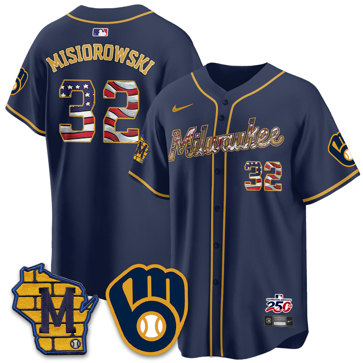 Milwaukee Brewers 2026 Independence Day USA Vapor Limited Jersey - Stitched-Cuztomshoes