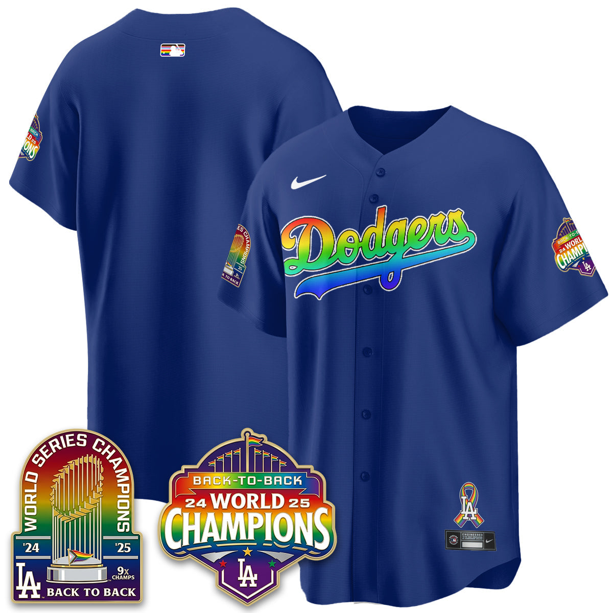 Los Angeles Dodgers Happy Pride Month Vapor Jersey - Stitched-Cuztomshoes