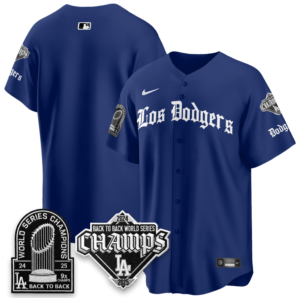 Los Angeles Dodgers World Series Champions B2B Patch Vapor Premier Limited Gothic Edition Jersey - Stitched-Cuztomshoes