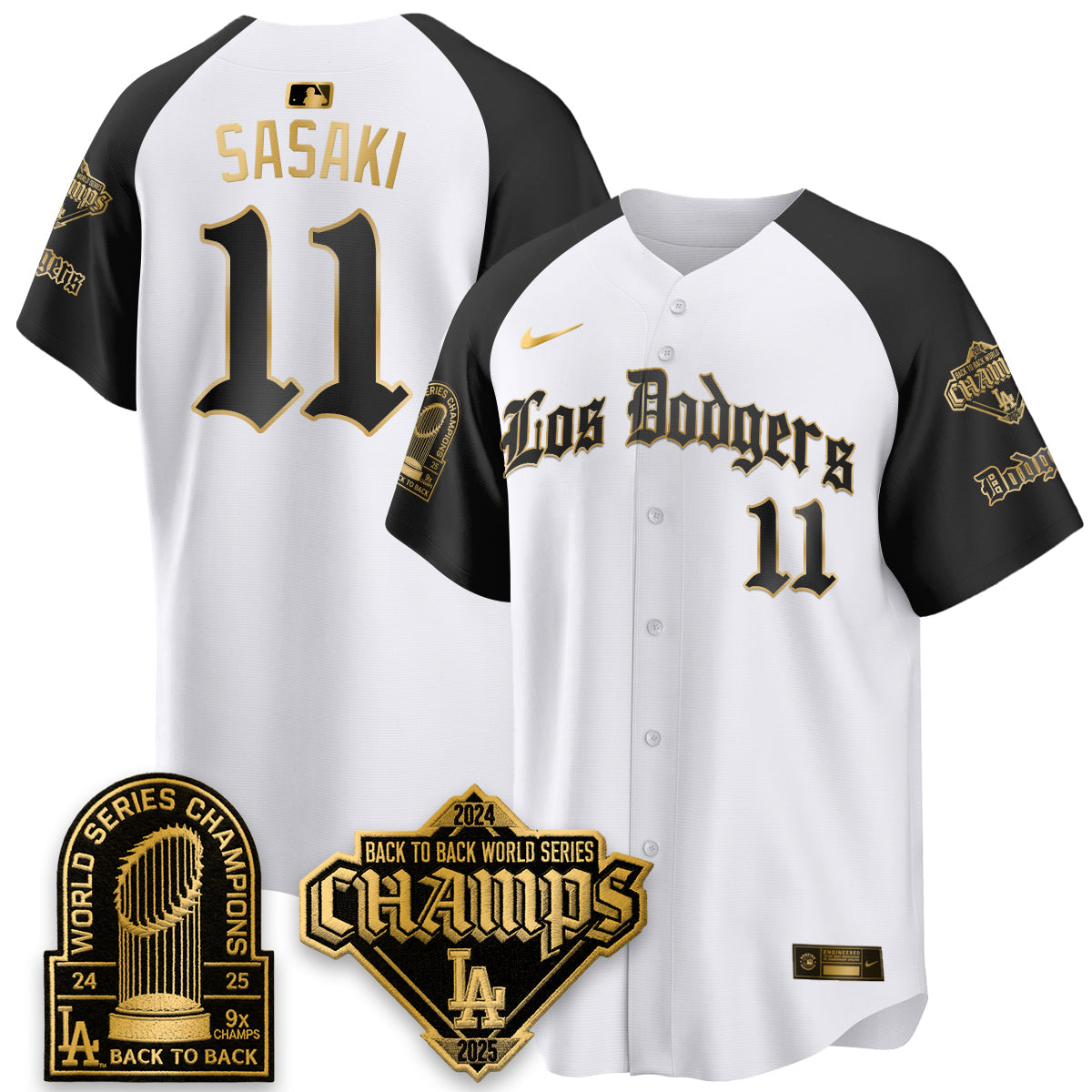 Los Angeles Dodgers World Series Champions B2B Patch Vapor Premier Limited Gothic Edition Jersey - Stitched-Cuztomshoes