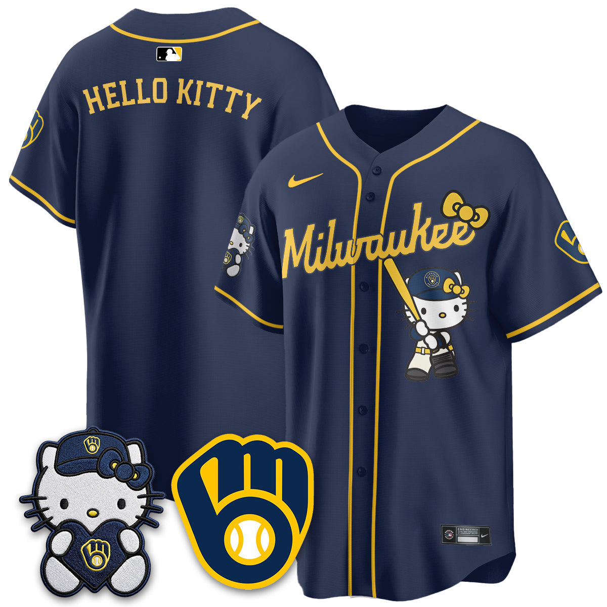 Milwaukee Brewers Meow KT Night Vapor Limited Jersey - Stitched-Cuztomshoes