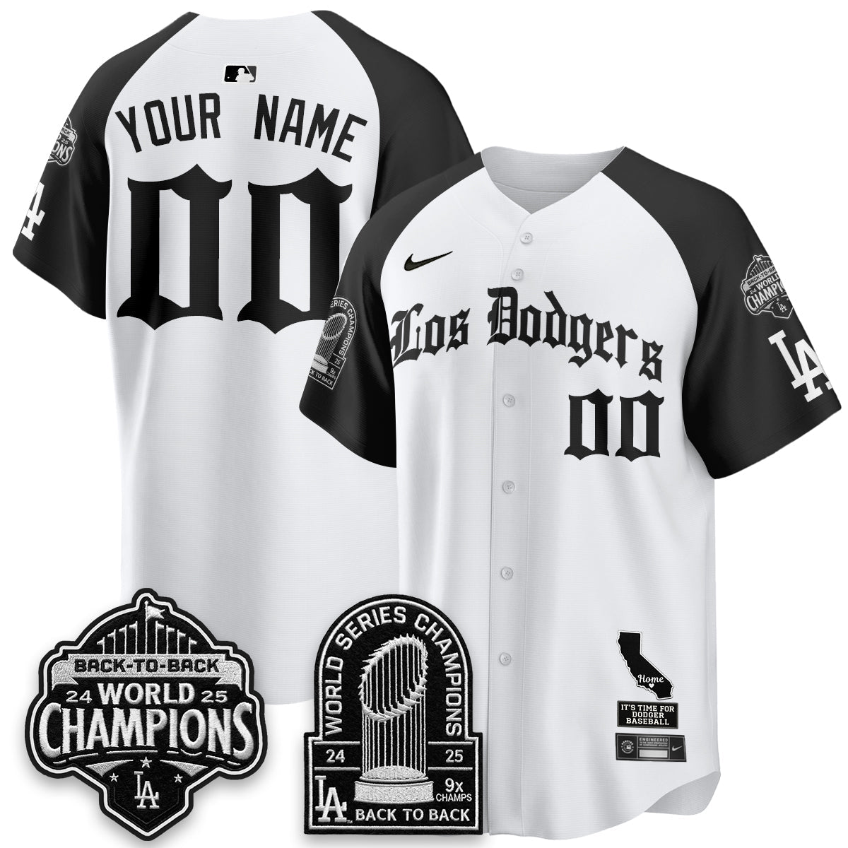 Los Angeles Dodgers World Series Champions Vapor Premier Limited Gothic Edition Custom Jersey - Stitched