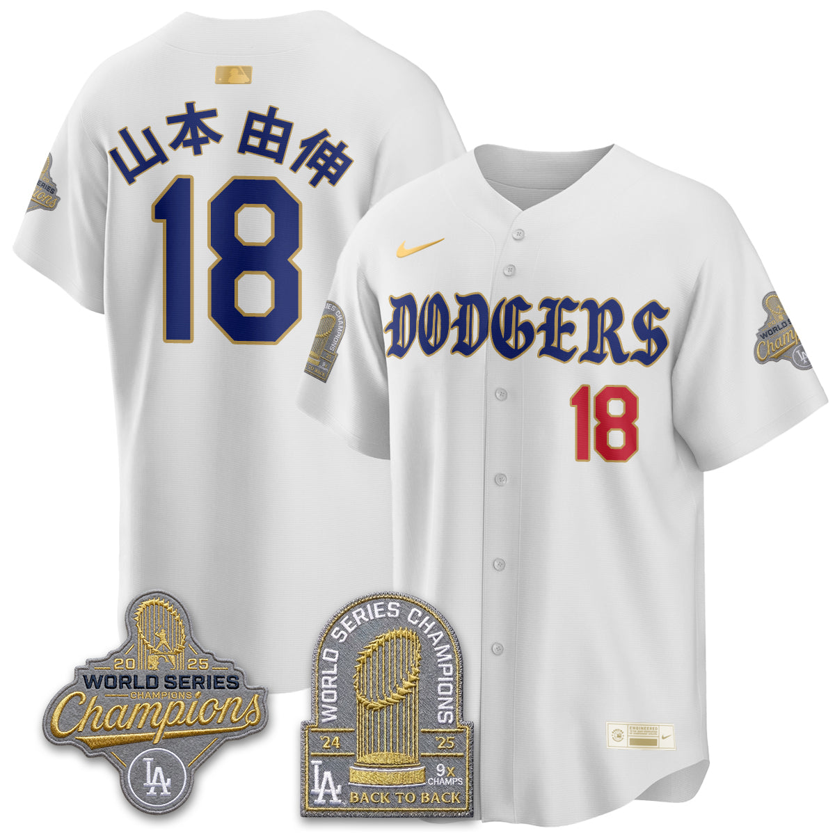 Los Angeles Dodgers Vapor Limited Jersey - Back to Back 9x Champs - Stitched-Cuztomshoes