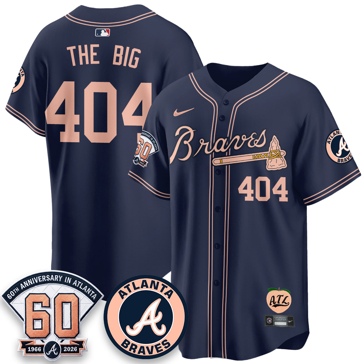 Atlanta Braves 60th Anniversary Peach Edition Vapor Premier Limited Jersey - Stitched
