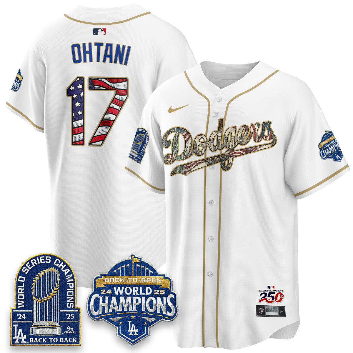 Los Angeles Dodgers 2026 Independence Day USA Vapor Limited Jersey - Stitched-Cuztomshoes
