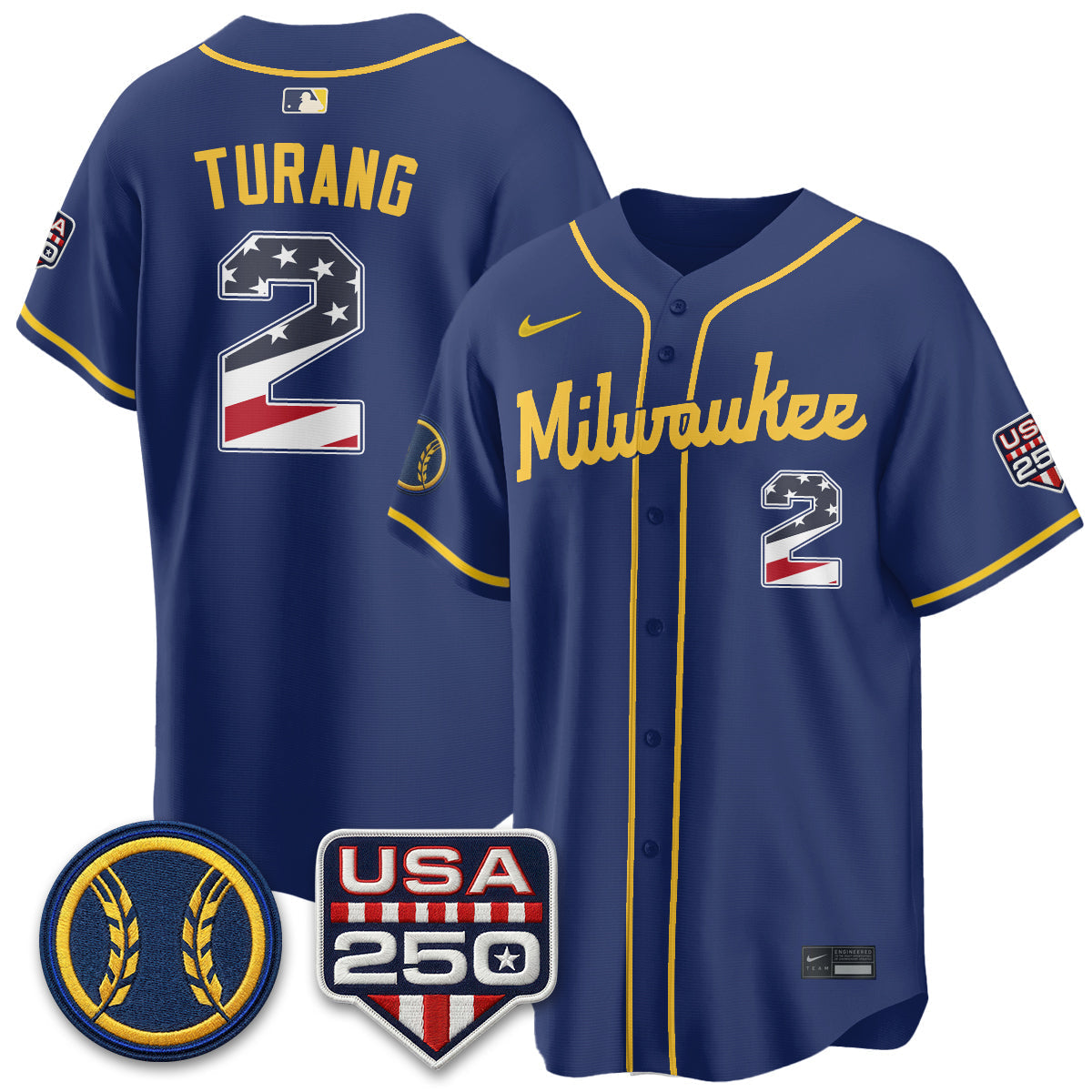Milwaukee Brewers Fourth of July Vapor Limited Jersey - Stitched-Cuztomshoes