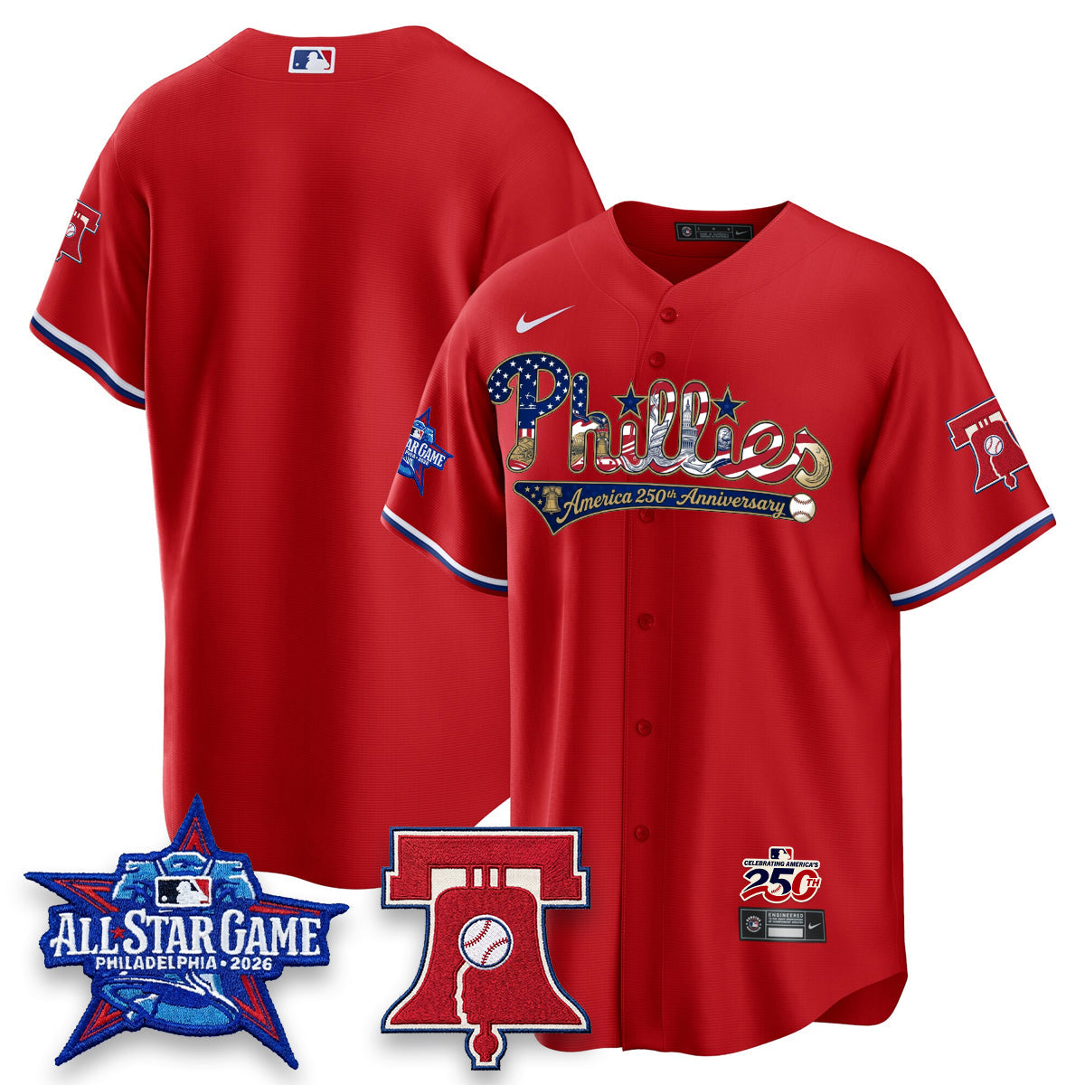 Philadelphia Phillies 2026 Independence Day USA Vapor Limited Jersey - Stitched-Cuztomshoes